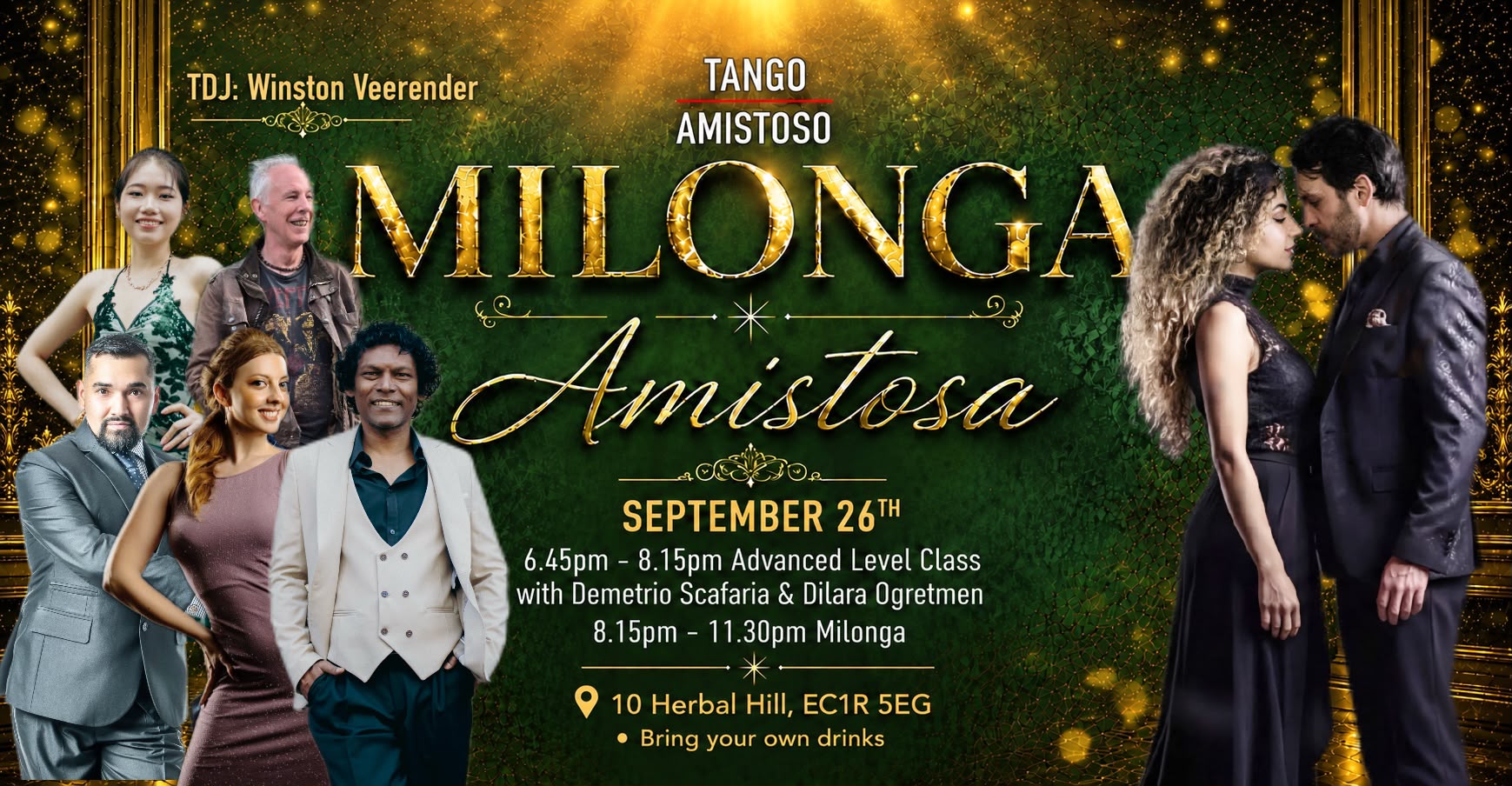 Milonga Amistosa on Saturday 26 September 2026 with Demetrio Scafaria and Dilara Ogretmen