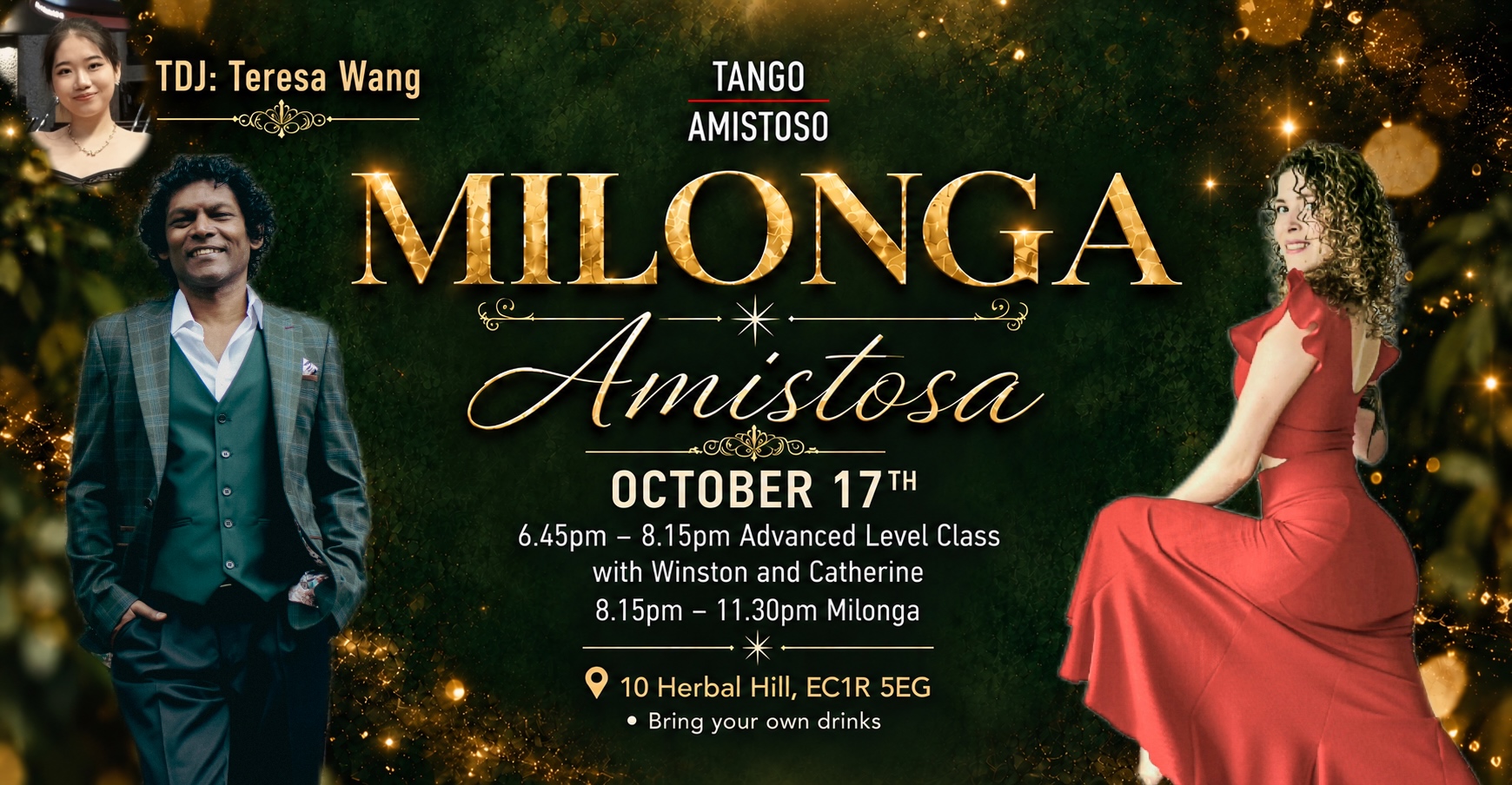 Milonga Amistosa programme for Saturday 17 October 2026