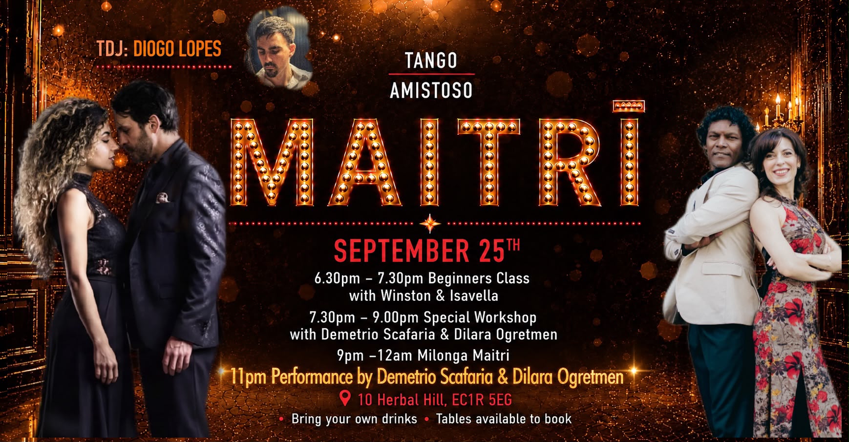 Milonga Maitri on Friday 25 September 2026 with Demetrio Scafaria and Dilara Ogretmen